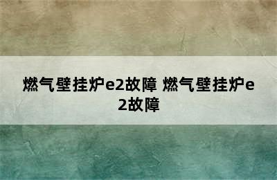 燃气壁挂炉e2故障 燃气壁挂炉e2故障